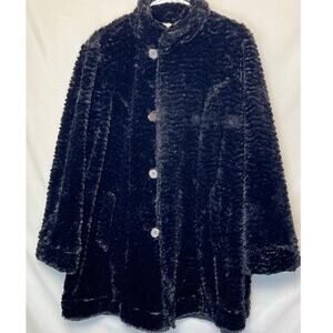 Joseph Ribkoff Womens Size 12 Black Reversible Faux Fur Coat Style 183363 Winter